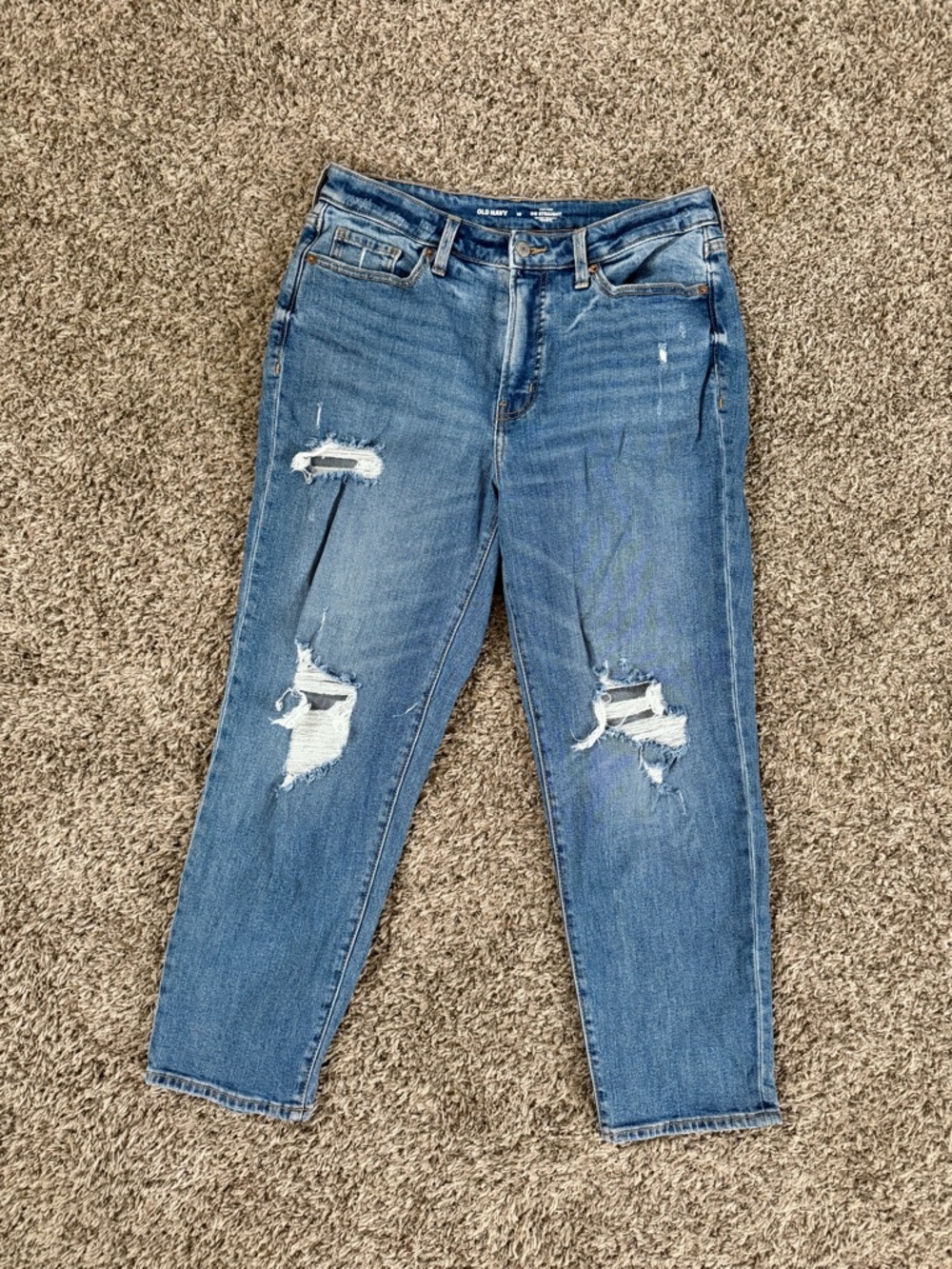 Old Navy High Rise OG Straight Distressed Blue Women’s Jeans